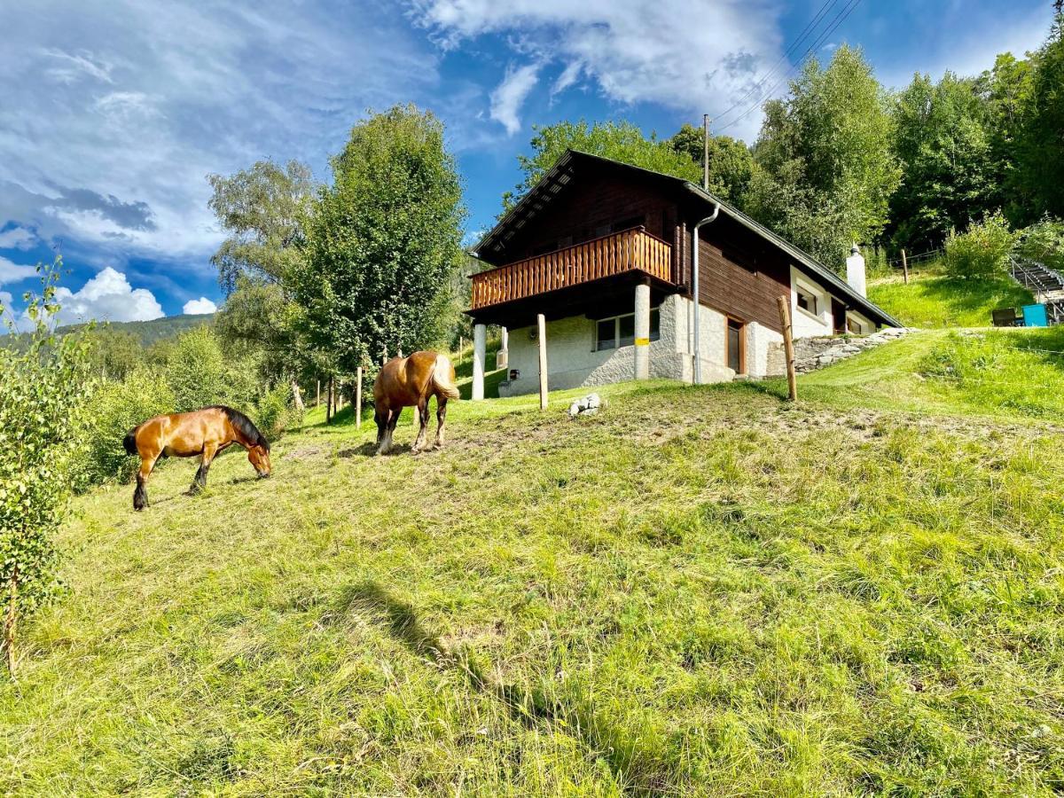Eco Lodge With Jacuzzi And View In The Swiss Alps Grone Exterior photo